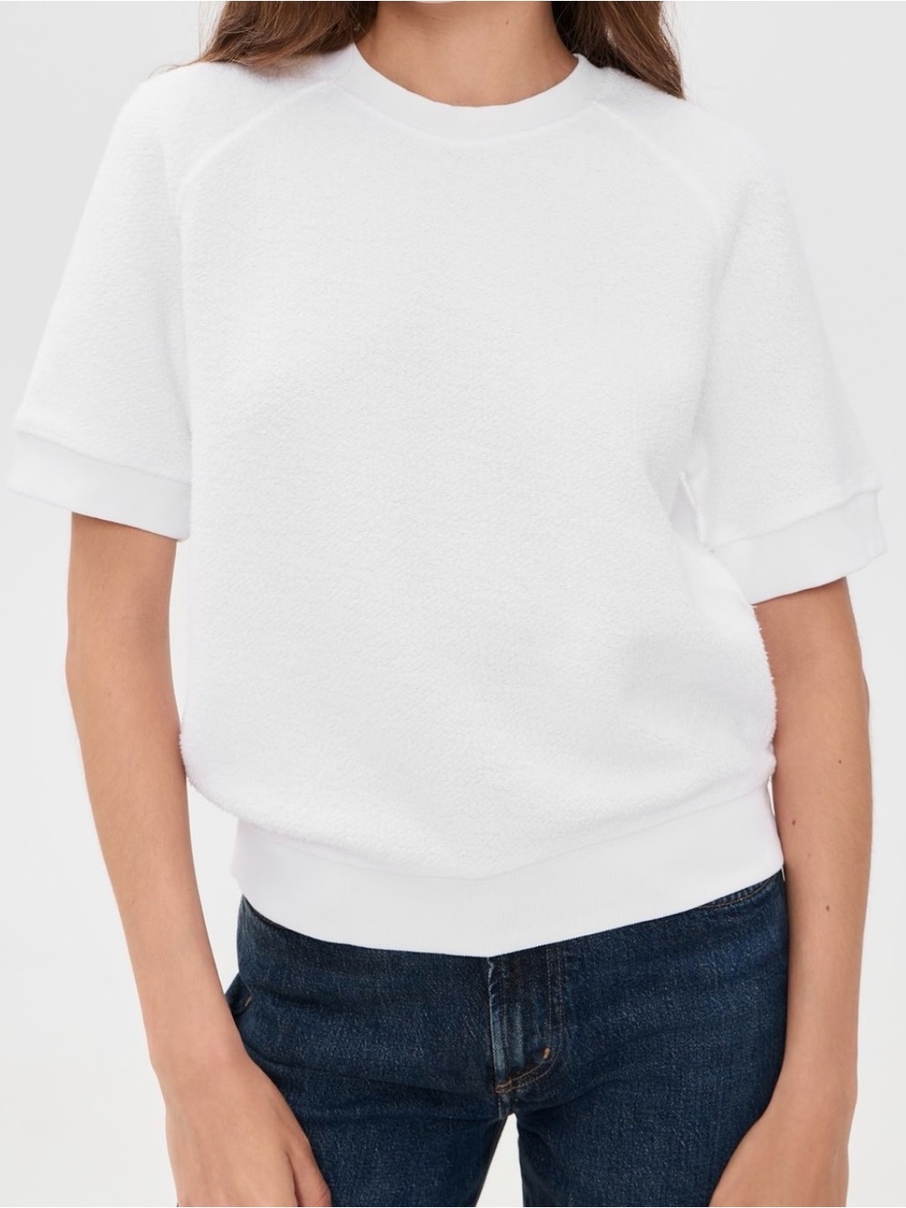 Perfect white tee reversed sweatshirt
